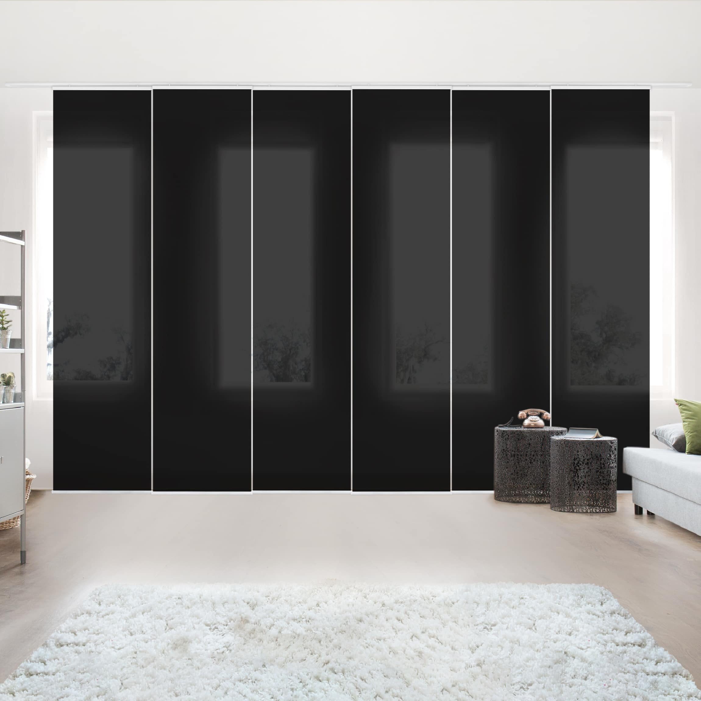 Bilderdepot24 Schiebegardine modern Flächenvorhang blickdicht Tiefschwarz, günstig online kaufen