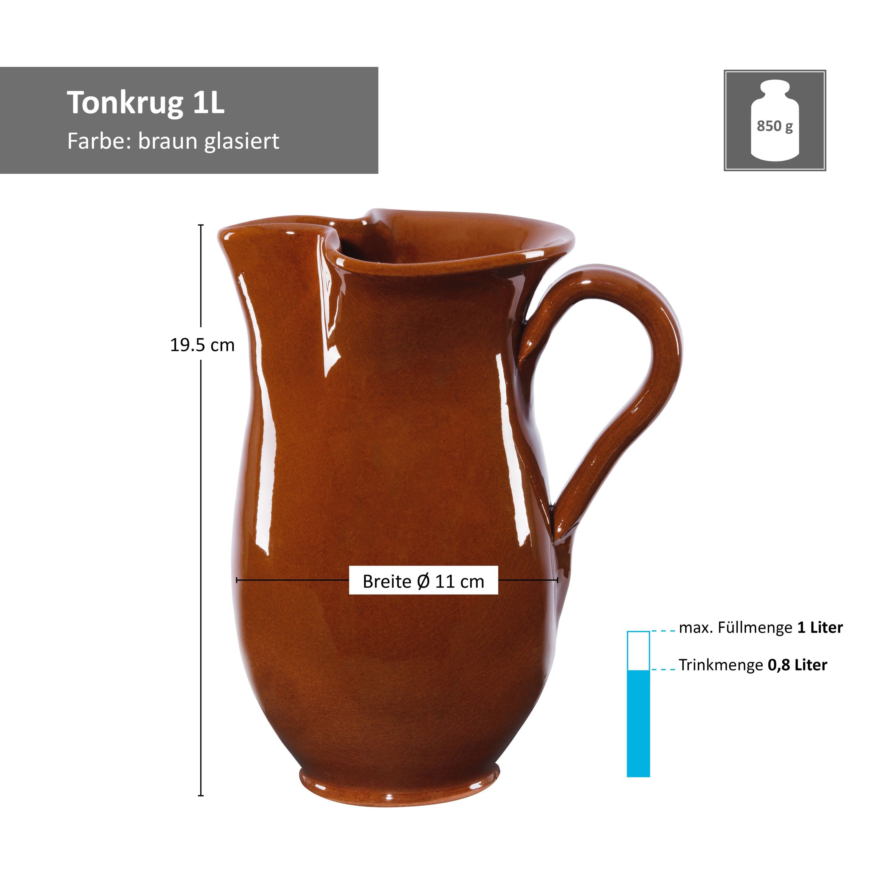 MamboCat Becher 5tlg.-Set: Tonkrug 1L + 4 Tonbecher 175ml Geschirr braun Kanne Tassen – Bild 2 von 3