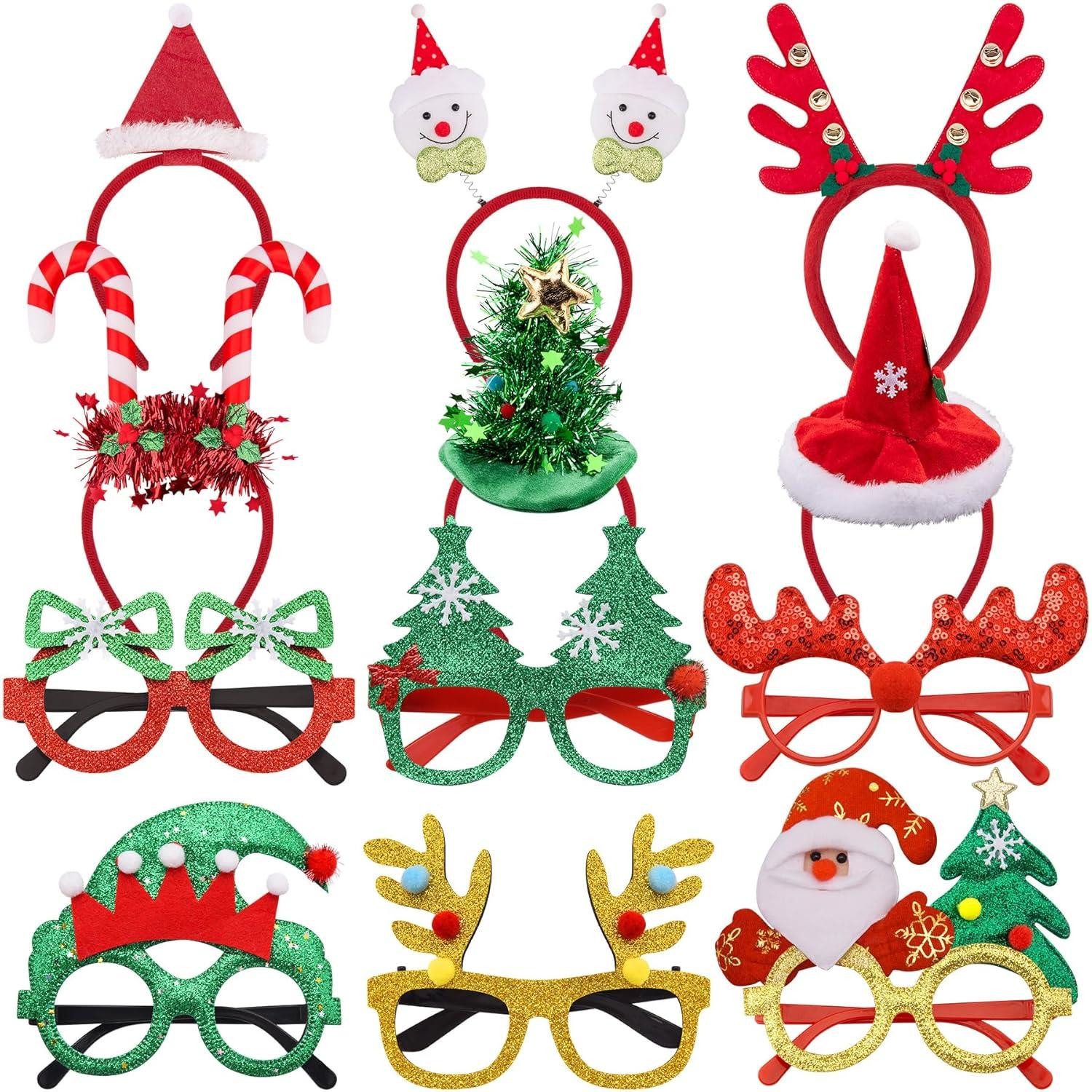 Haarreif 12er Set Weihnachten Haarreifen und Brillen Rahmen, Festlicher