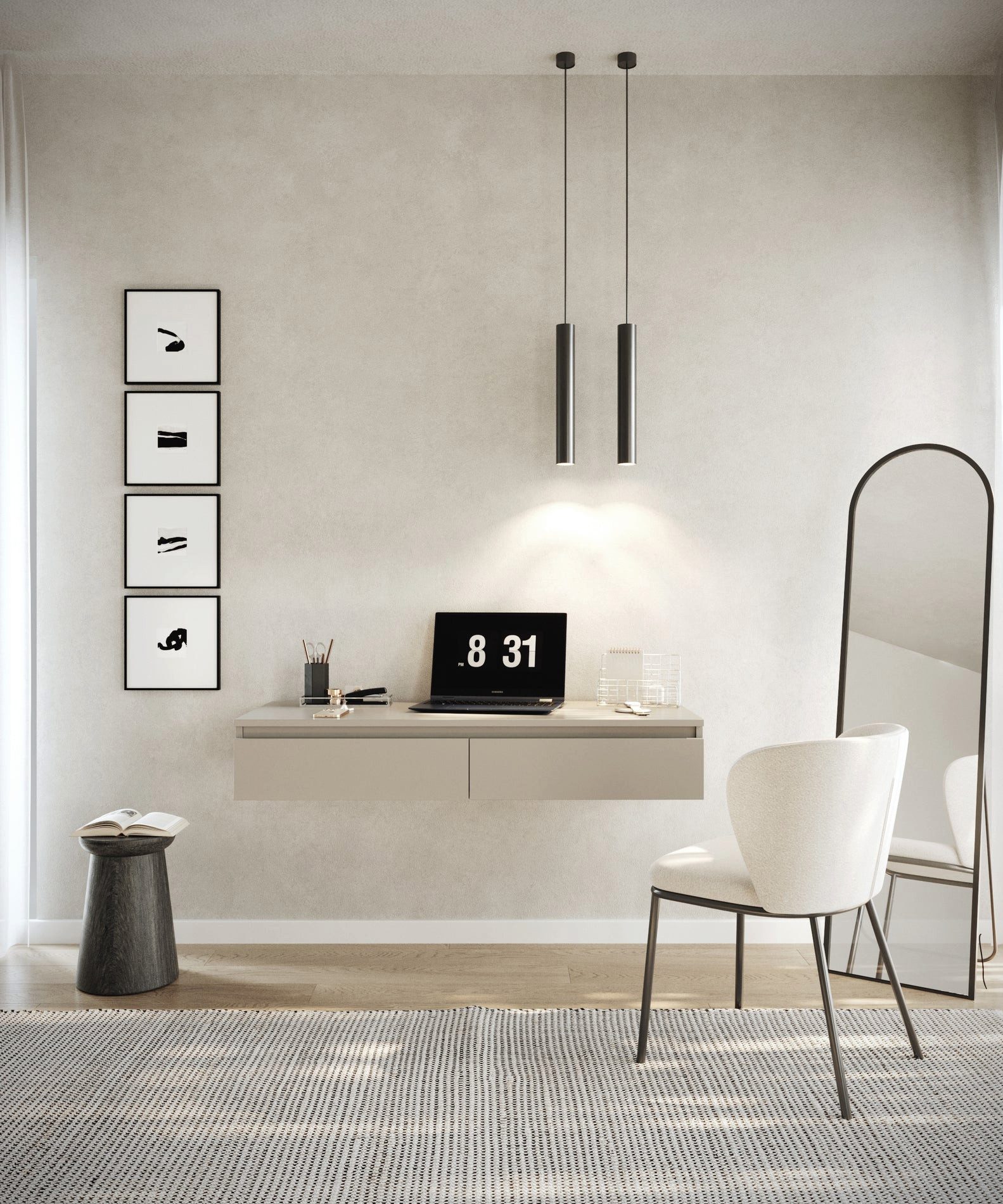 Selsey Schminktisch BEMMI, Hängeschreibtisch Schminktisch mit 2 Schubladen 120 cm breit