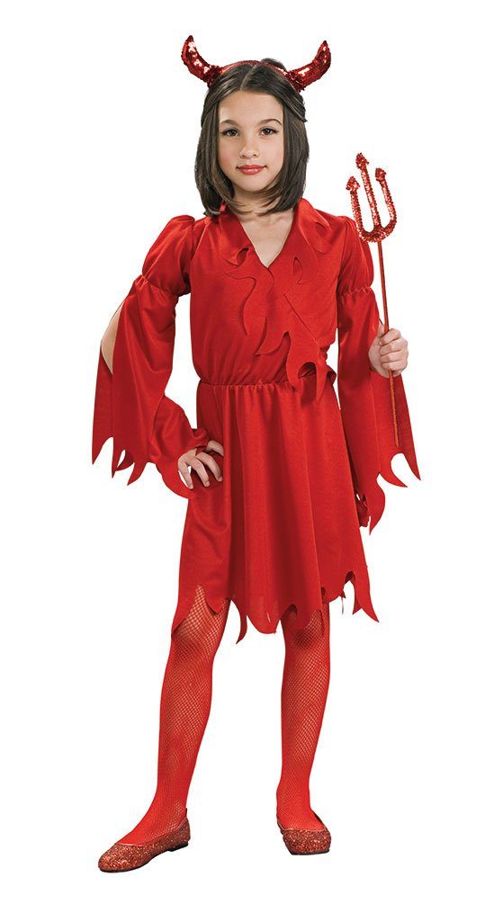 Karneval-Klamotten Teufel-Kostüm Teufelskleid Mädchen rot, Halloween Kinderkostüm Mädchenkostüm