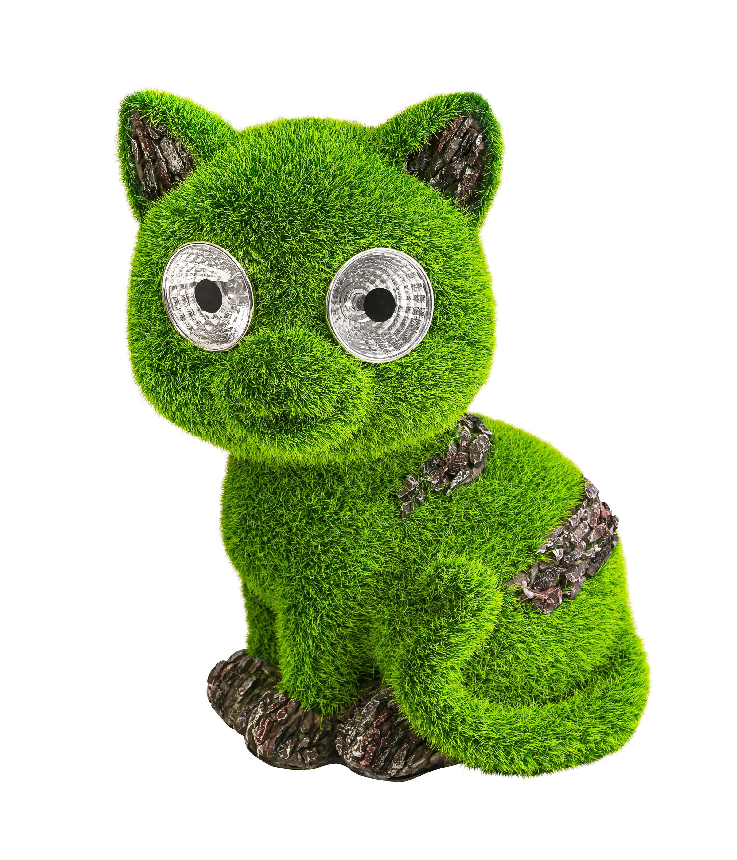 Dehner LED Solarleuchte »Dekofigur Katze Sunshine m. Solar, 21 x 15 x 12  cm«, Keine Angabe, Kaltweiß, kaltweißes Licht, aus Polyresin, Farbe grün