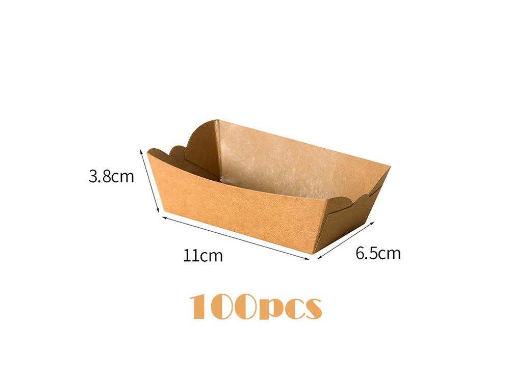 KIKI Einwegteller 100 Stück faltbare Pappschalen, Papier-Snackboxen, Essenstabletts, (100 St)