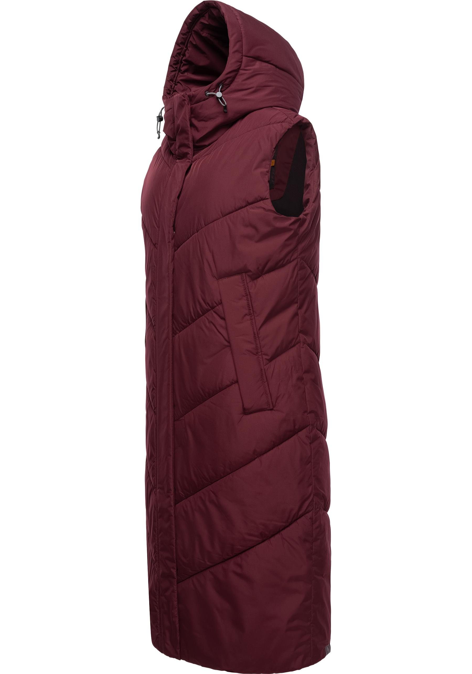 Ragwear Steppweste Suminka Vest Stylische, lange Damen Winterweste