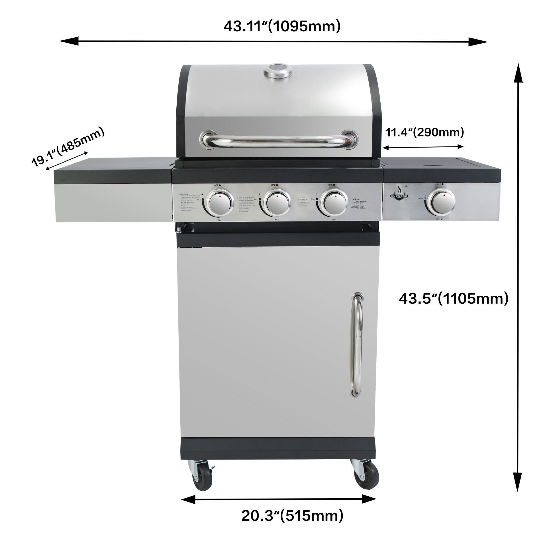 Brenner Fuego "San AY0584, Antonio" AY0584 Gasgrill Gasgrill 3+1 El