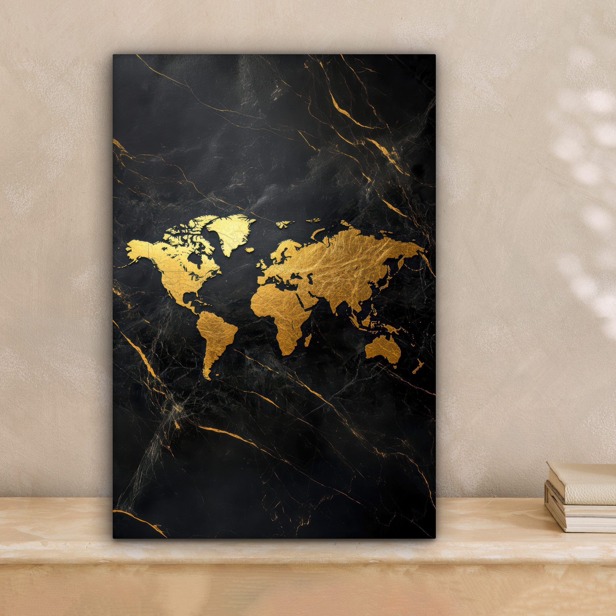 OneMillionCanvasses® Leinwandbild Weltkarte - Gold - Marmor, Fotodruck (1 S günstig online kaufen
