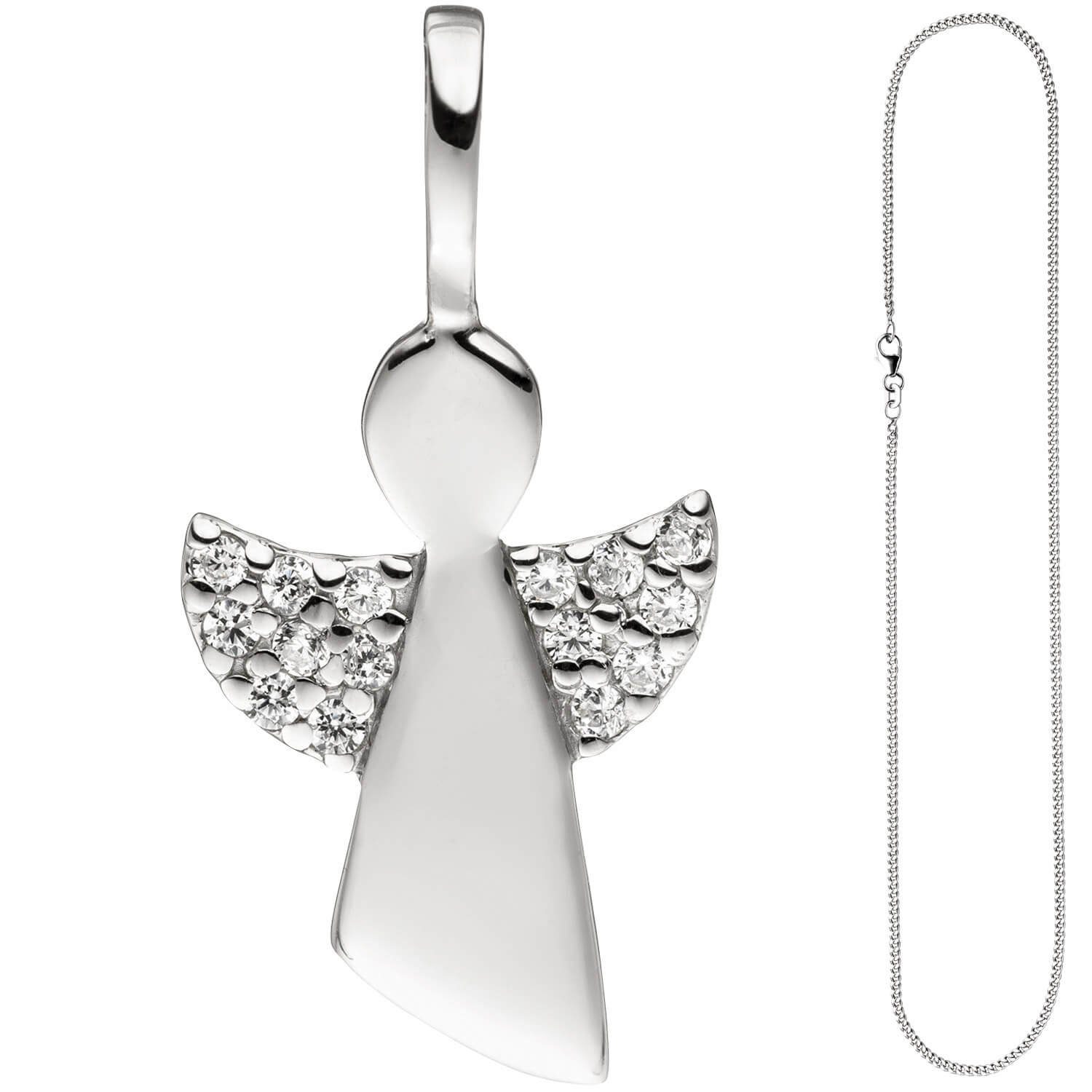 Schmuck Silberkette Engel Schutzengel für Silber Kinder 925 mit Krone Anhänger 38cm Halskette mit Zirkonia