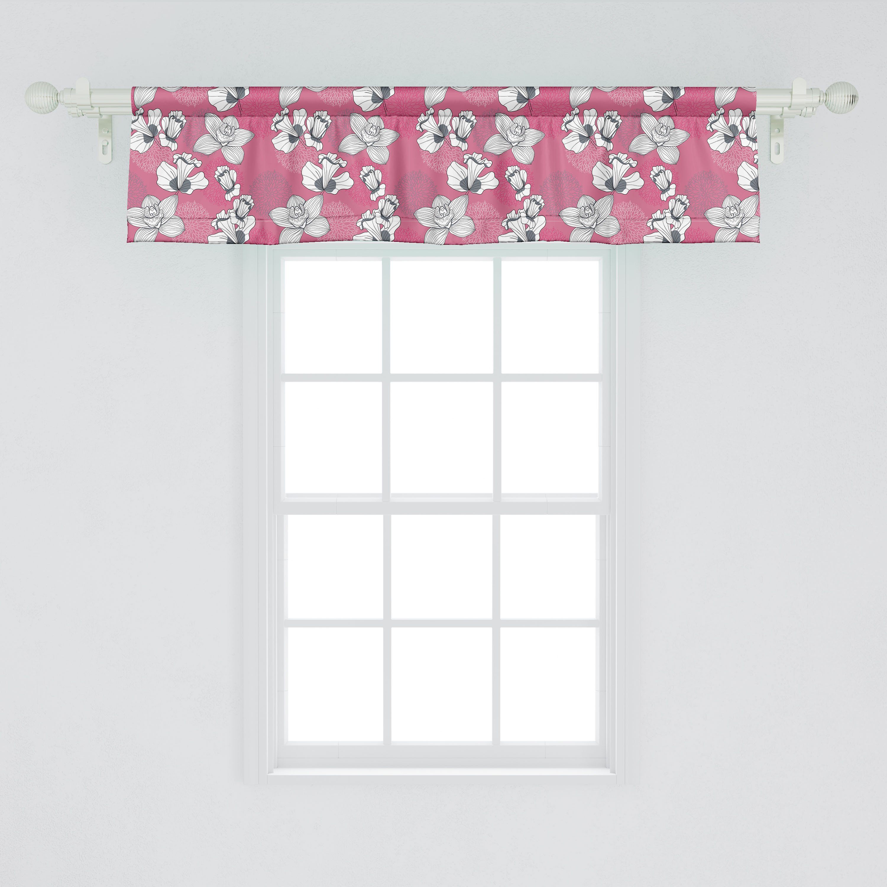 Küche Volant Vorhang Microfaser, mit Schlafzimmer Skizze Stangentasche, Dekor Garten-Kunst Abakuhaus, Scheibengardine Blumenmotive für