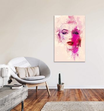 Sinus Art Leinwandbild Marilyn Monroe Porträt Abstrakt Kunst Ikone Farbenfroh Hollywood 60x90cm Leinwandbild