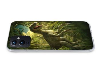 MuchoWow Handyhülle Dinosaurier - Pflanzen - Grün - Illustration - Kinder - Jungen, Phone Case, Handyhülle OnePlus 9, Silikon, Schutzhülle