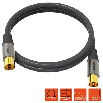 Celexon IEC TV Antennenkabel TV-Kabel, (100 cm), Professional Line, 1,0m, schwarz