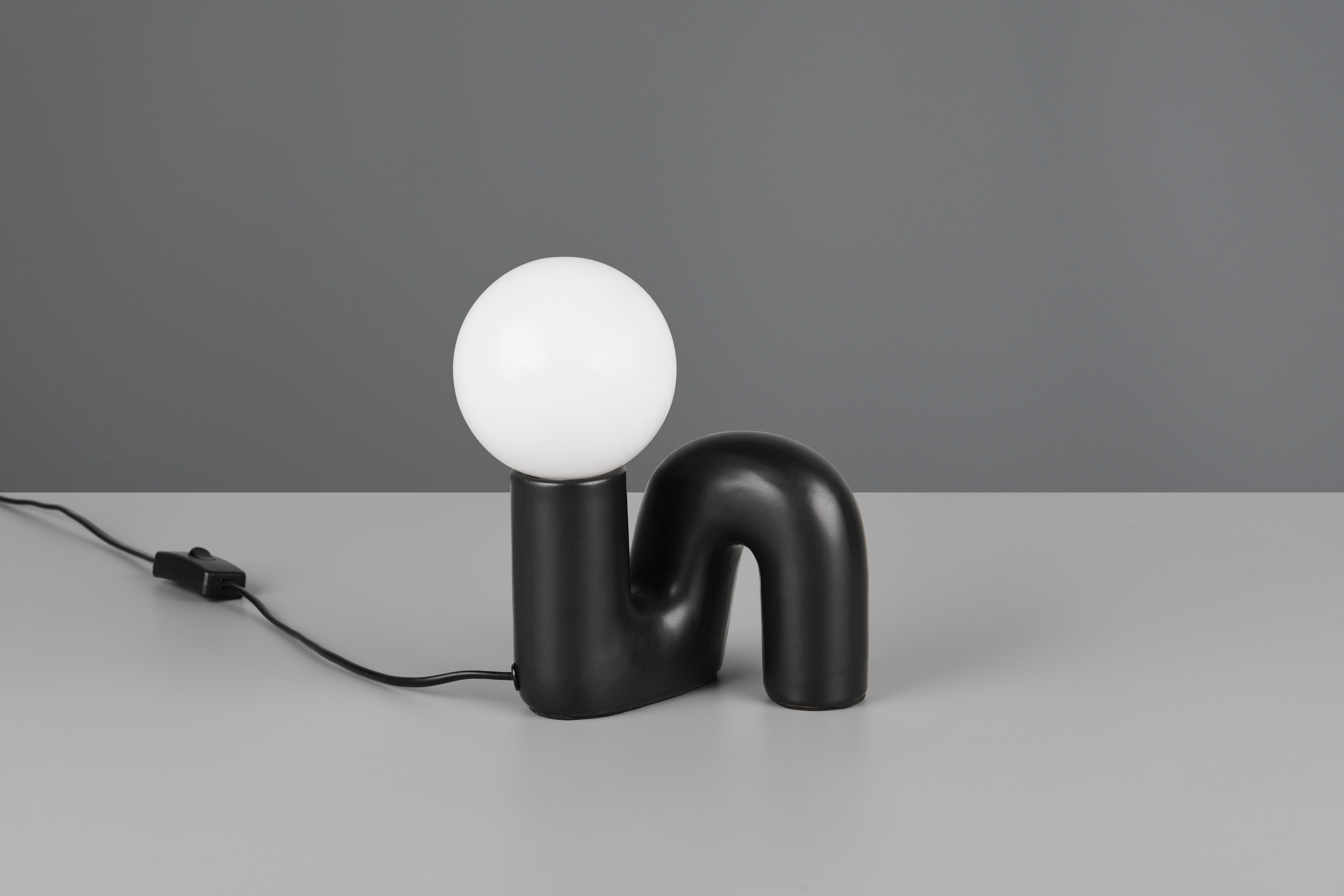 Reality Leuchten Tischleuchte QUINN, Keramik Tischlampe m. Glasschirm, Set inkl 2xG9 Leuchtmittel 3W, Ein-/Ausschalter, Leuchtmittel wechselbar, Warmweiß, Design Nachttischlampe, Schreibtischlampe Höhe 22cm, Glas Lampenschirm