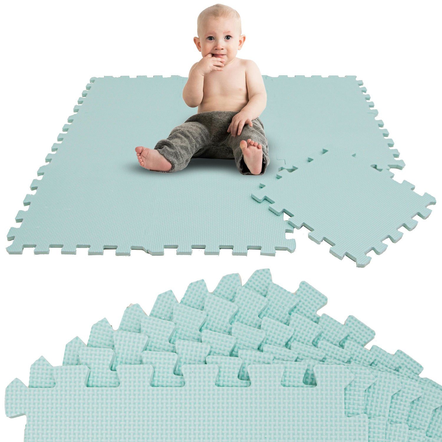 LittleTom Puzzlematte ab dem 1. Tag - 9 Teile Baby Spielmatte - 30 x 30 Kinder Krabbelmatte, Spielunterlage für Babys und Kleinkinder - Kinderzimmer Puzzleteppich
