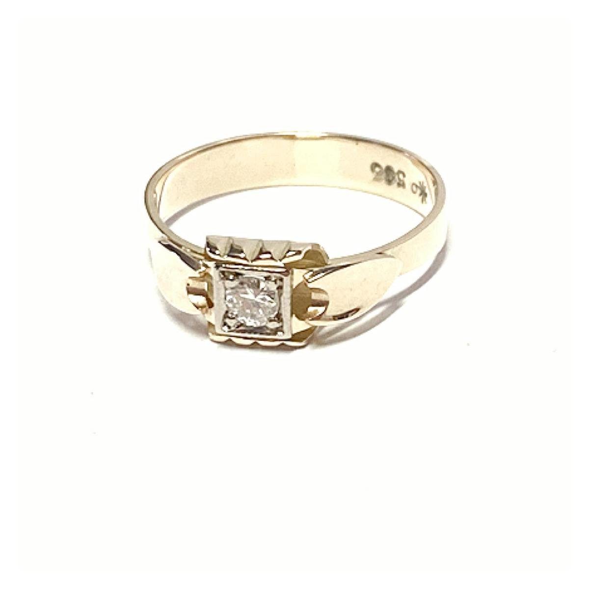 Schmuckset feiner Goldring in 585/- Gelbgold mit Brillant 0,1ct #54