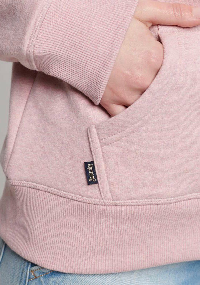 Superdry Kapuzensweatjacke Soft Marl HOODIE Pink ZIP LOGO ESSENTIAL LA