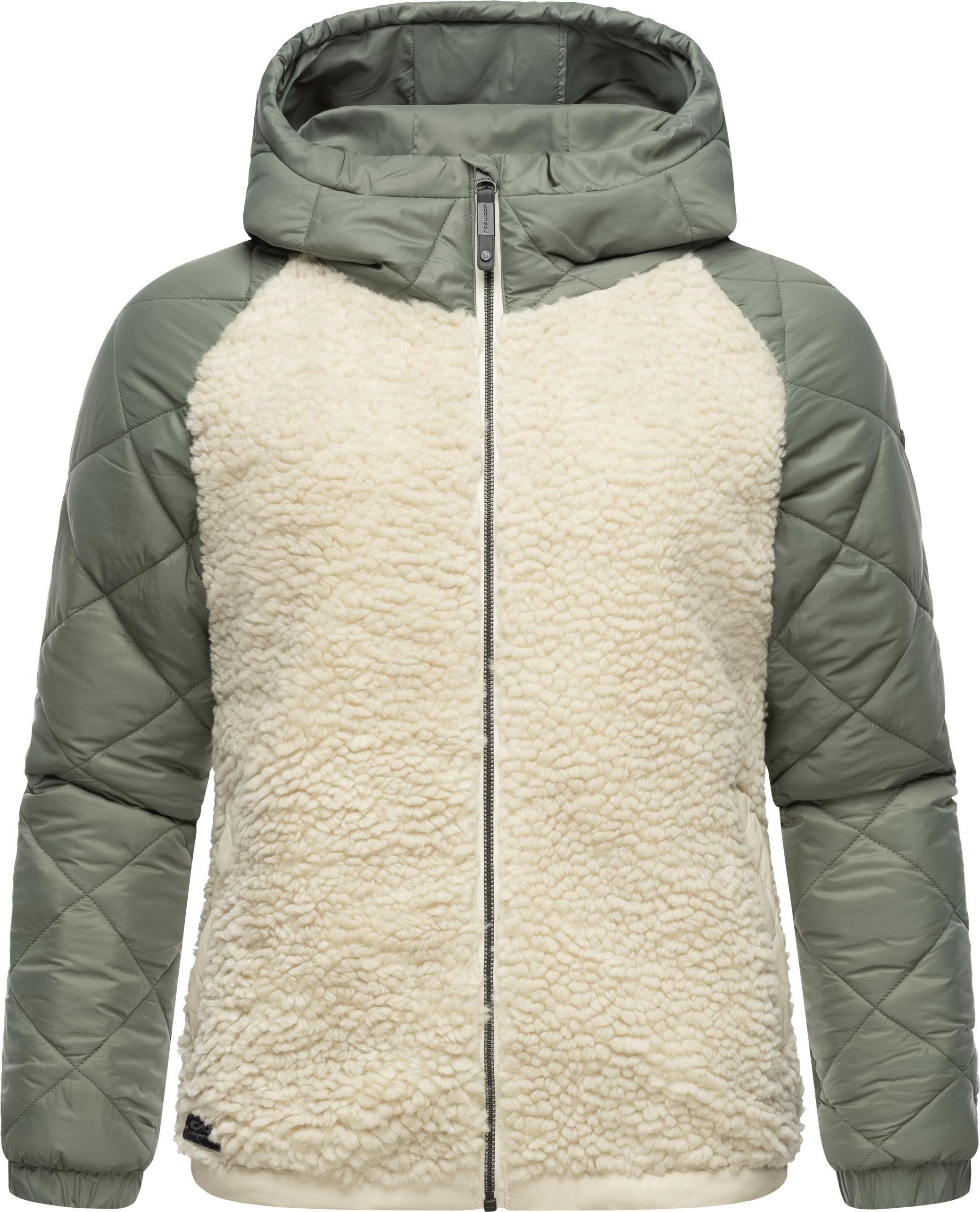 Ragwear Outdoorjacke Leeloo Damen Übergangsjacke aus Teddyfleece mit gesteppten Ärmeln