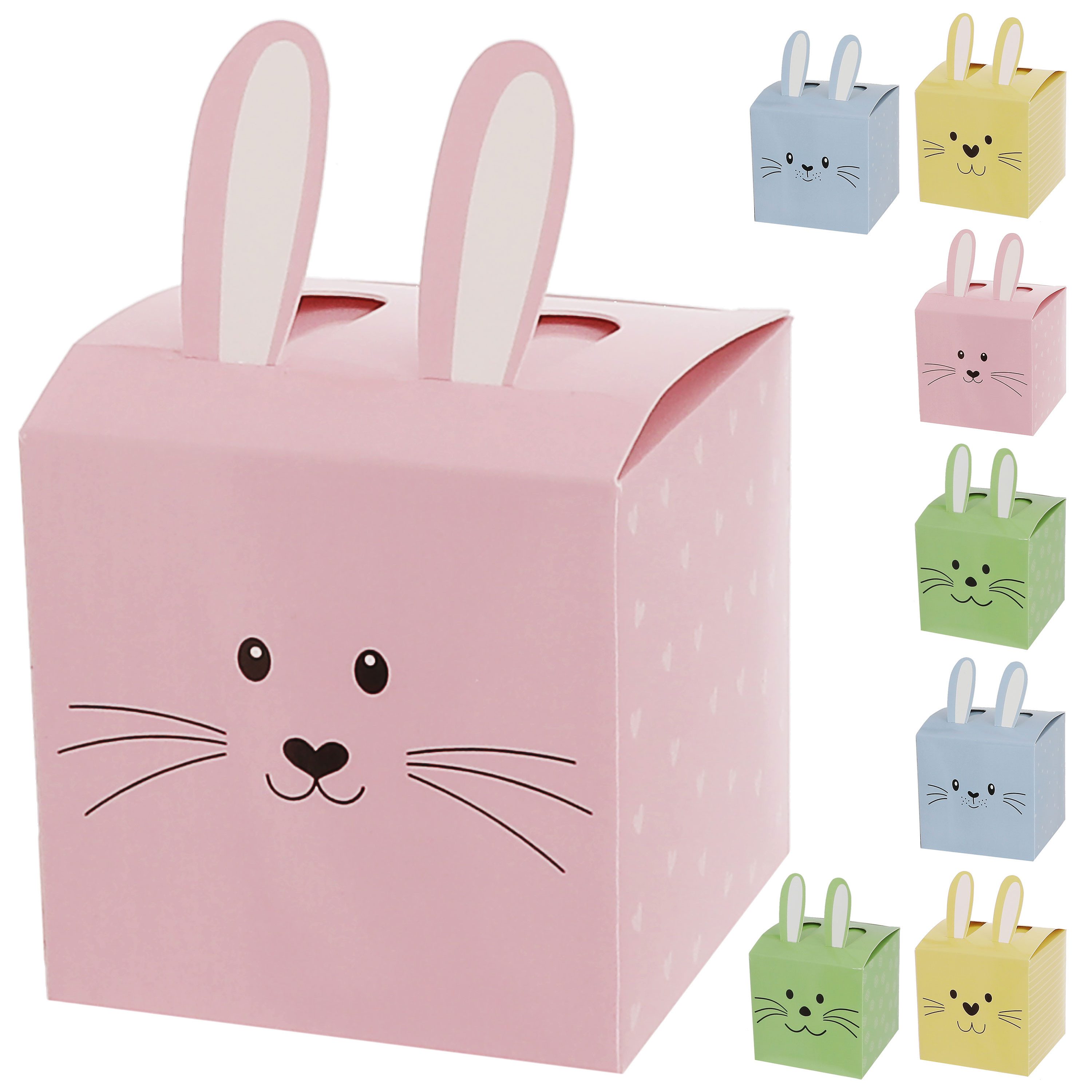 CEPEWA Osternest Osterbox Hasenohren 8er Set 7,5cm Papier 300gsm gelb blau grün rosa