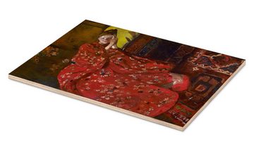 Posterlounge Holzbild Georg-Hendrik Breitner, Der rote Kimono, Orientalisches Flair Malerei