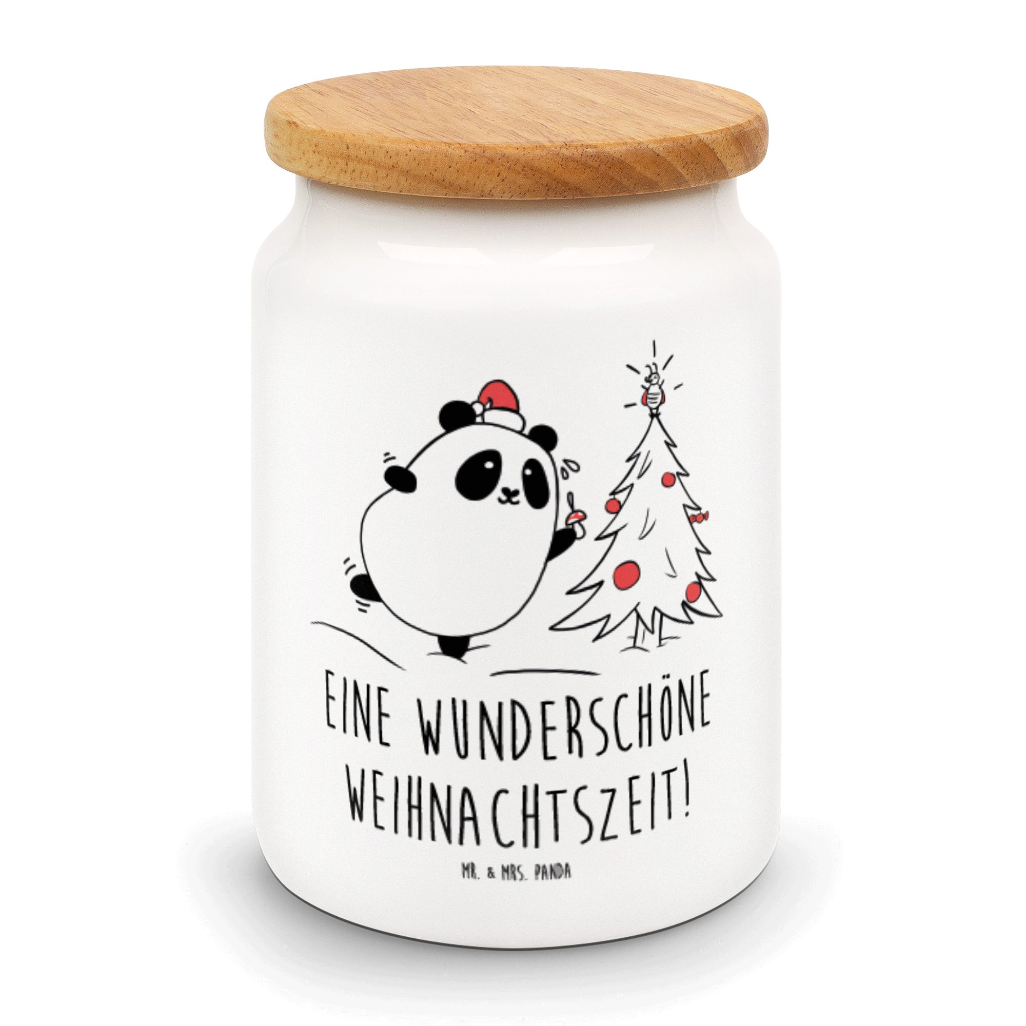 Mr. & Mrs. Panda Vorratsdose Easy & Peasy Weihnachtszeit - Weiß - Geschenk, Keramikdose, Leckerlid, Keramik, (1-tlg)