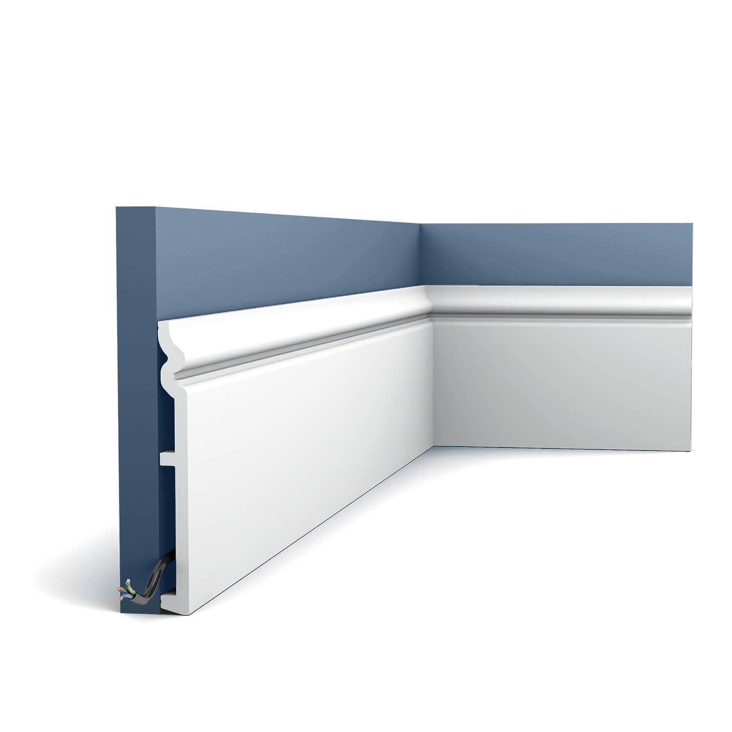 Orac Decor Sockelleiste SX206 CONTOUR Sockelleiste Zierleiste Stuckleiste 2 m, L: 200 cm, H: 18 cm, Fußleiste, Bodenleiste, 1-St., Fußleiste, Bodenleiste, Zierprofil, Stuckleiste, mit Kabelkanal