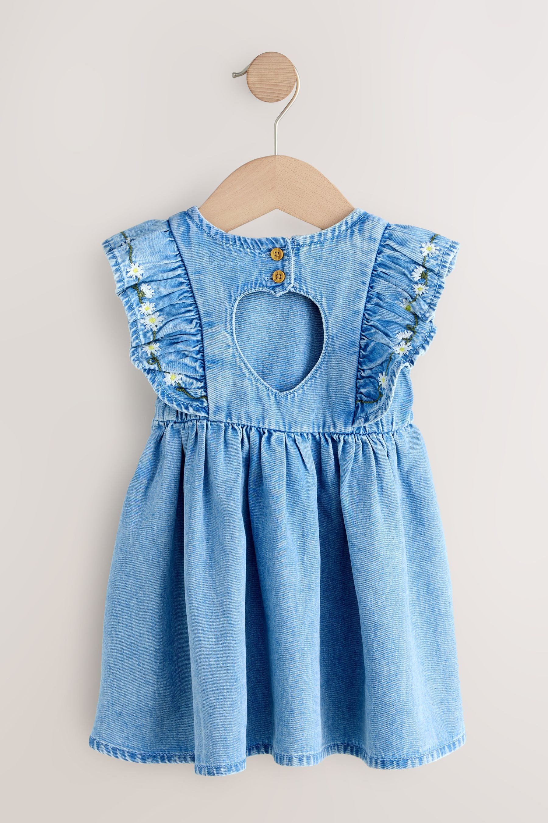 Next Jeanskleid Kleid mit Rüschenärmeln (1-tlg)