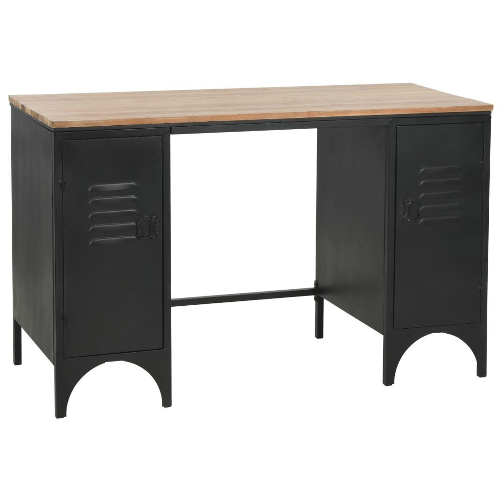 Ständer Stahl Schreibtisch mit Massiv und 120x50x76 cm Tannenholz furnicato