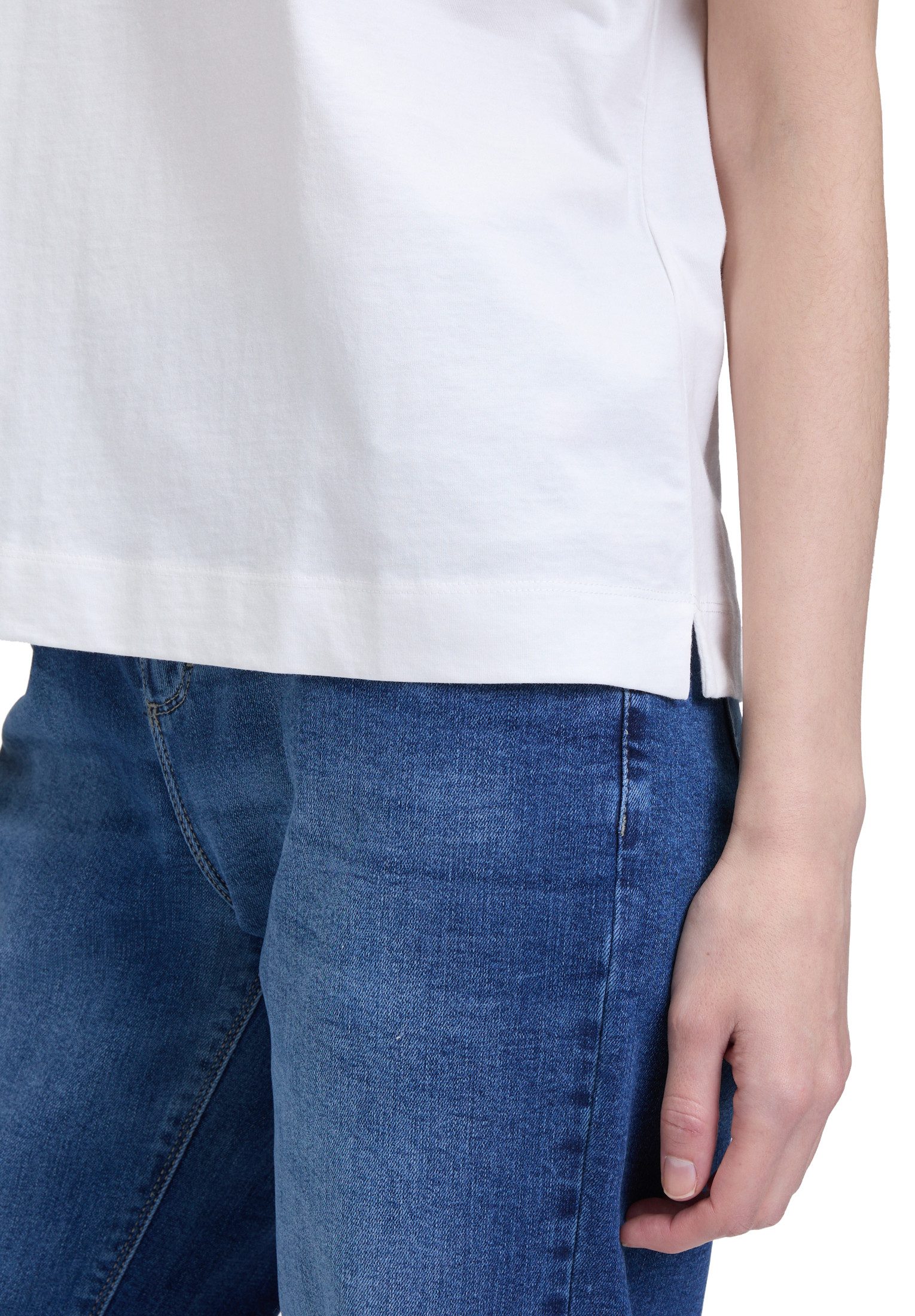 Cartoon Kurzarmshirt Damen mit Rundhalsausschnitt (1-tlg) Stickerei