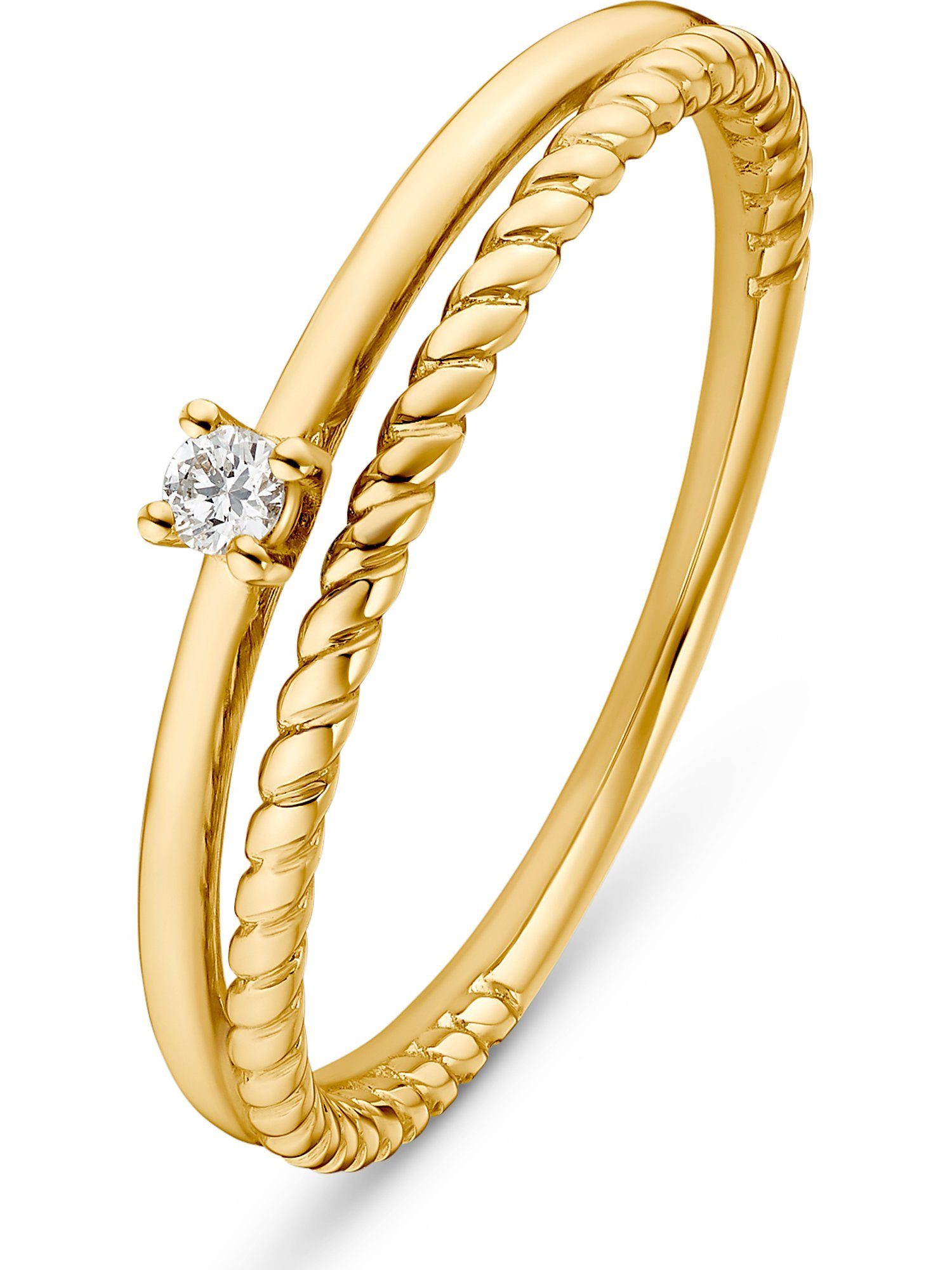 CHRIST Diamantring CHRIST Damen-Damenring 375er Gelbgold 1 Diamant