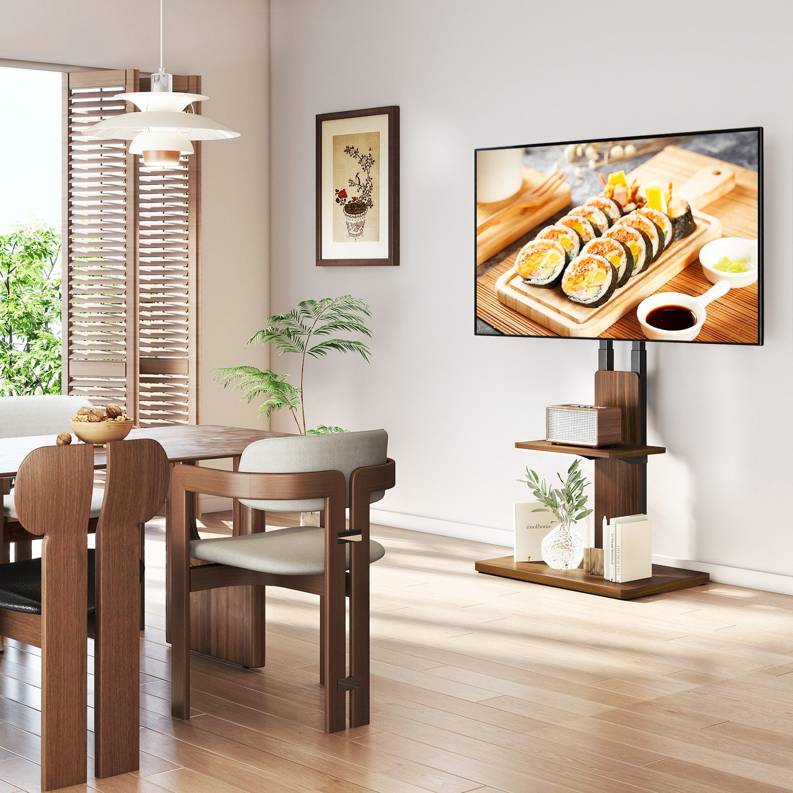 TVON TV-Standfuß mit Verdeckten Rollen für 32-70 Zoll Fernseher VESA 400x400mm 45 kg, (bis 70 Zoll, 1-tlg., schwenkbar & höhenverstellbar, mit Verdeckten Rollen)