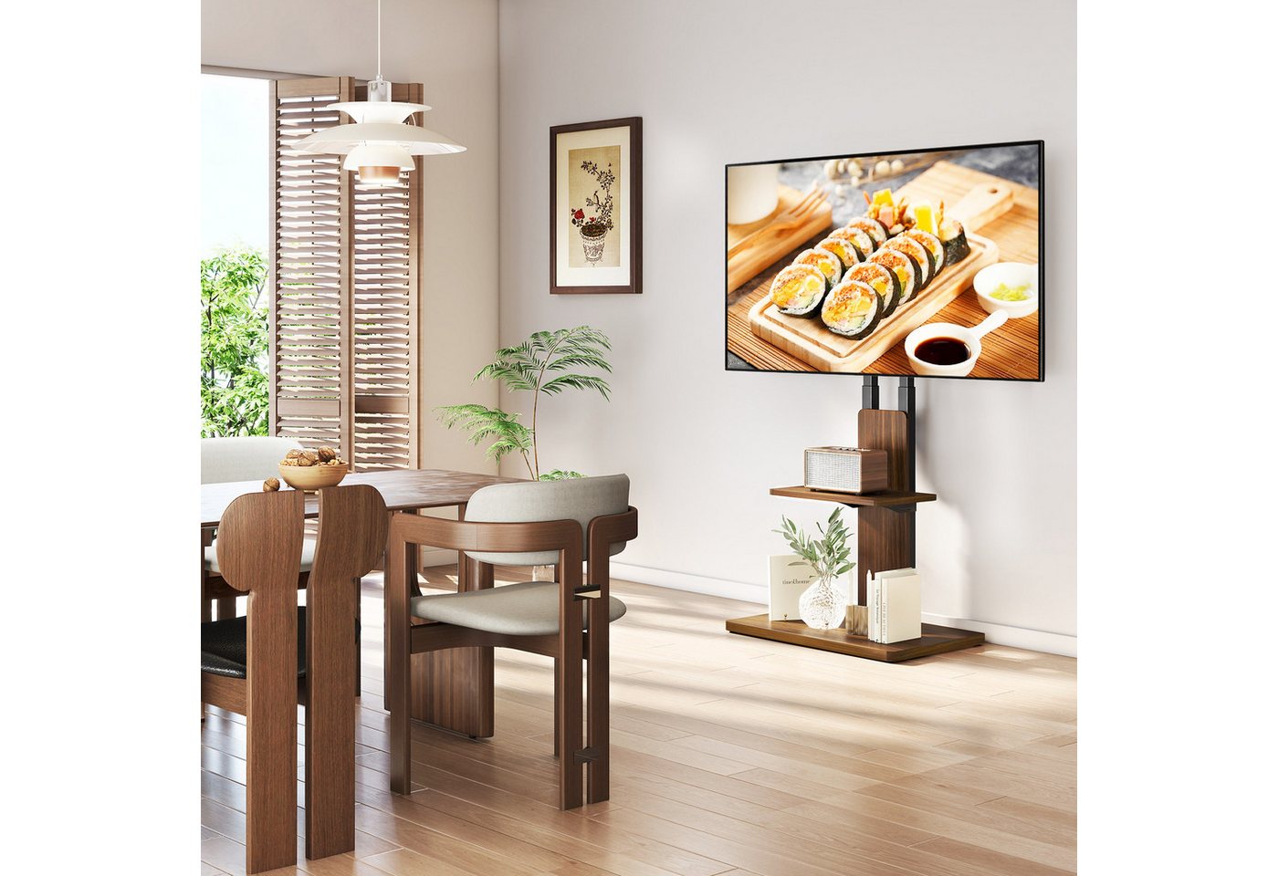 TVON TV-Standfuß mit Verdeckten Rollen für 32-70 Zoll Fernseher VESA 400x400mm 45 kg, (bis 70 Zoll, 1-tlg., schwenkbar & höhenverstellbar, mit Verdeckten Rollen)