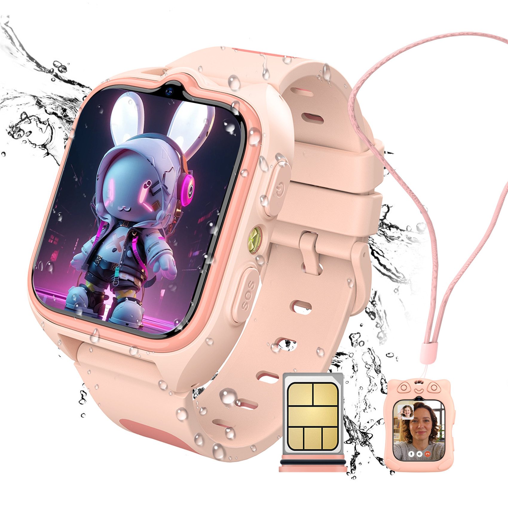 blackview Kinder Smartwatch 4G GPS Videoanruf IP68 Smartwatch, 1,75", GPS+LES+WiFi, IP68, SOS, 800mAh, Knips-Freunde​