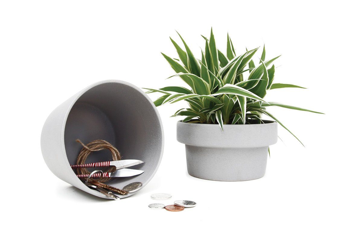 SuckUK Blumentopf »Blumentopf aus Keramik - mit Versteck / Aufbewahrungsbox  - grau« online kaufen | OTTO