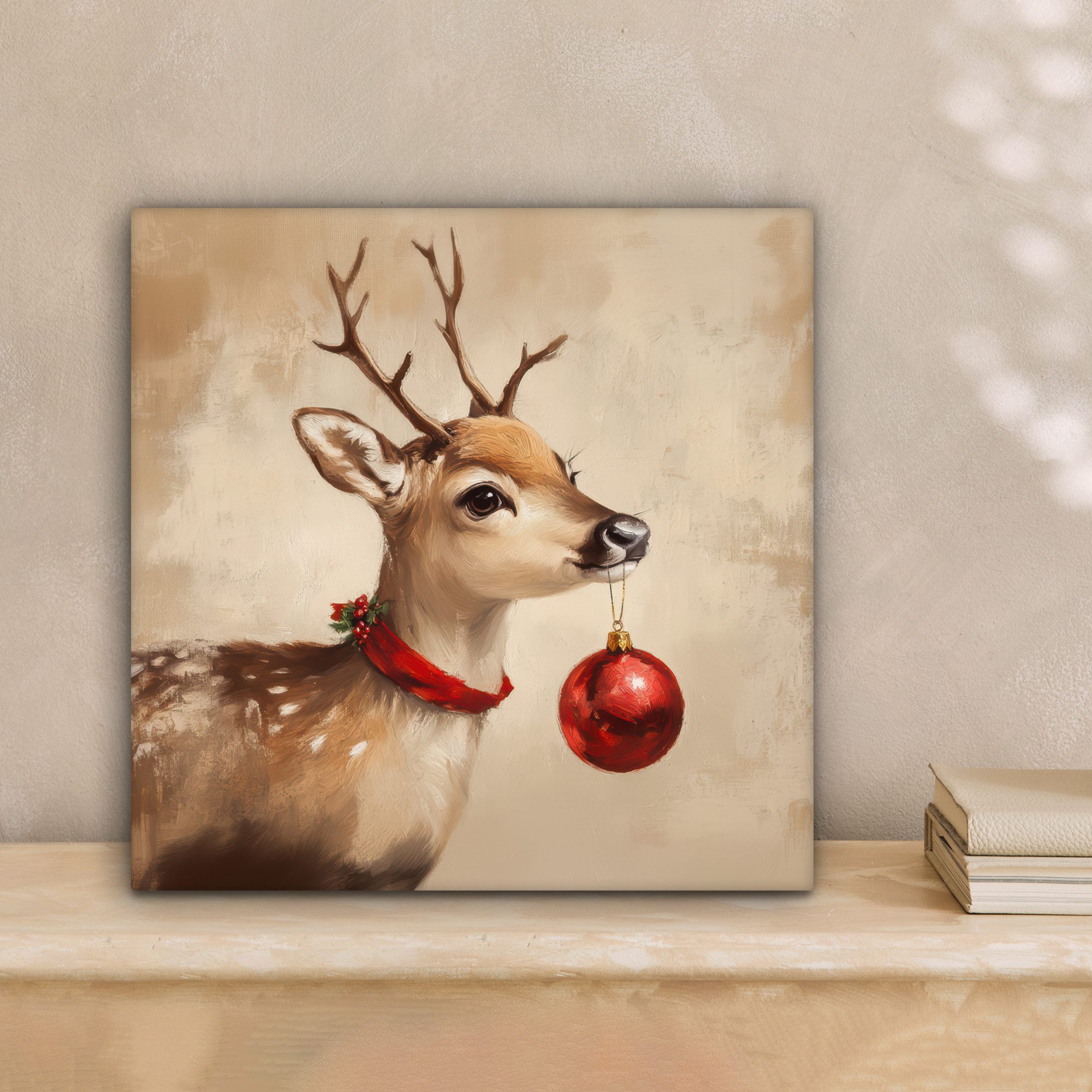 OneMillionCanvasses® Leinwandbild Weihnachten - Hirsch - Geweih - Weihnacht günstig online kaufen