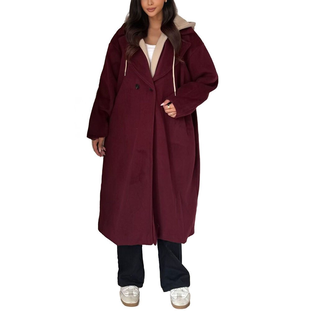 Ital-Design Langmantel Langer Damen-Mantel mit Kapuze für den Herbst (90764 günstig online kaufen