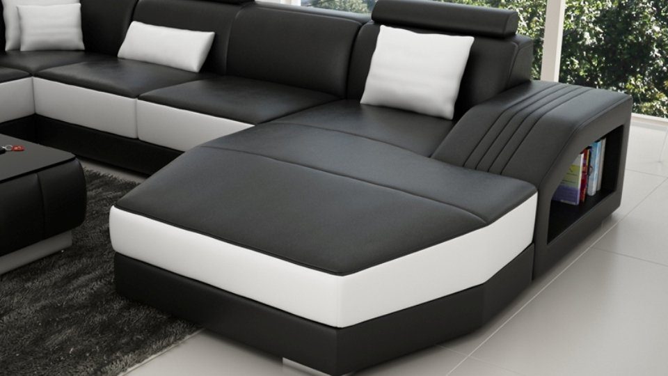 Ecksofa Modern Wohnlandschaft U-Form JVmoebel Ecksofa, Ledersofa Sofa Design Couch