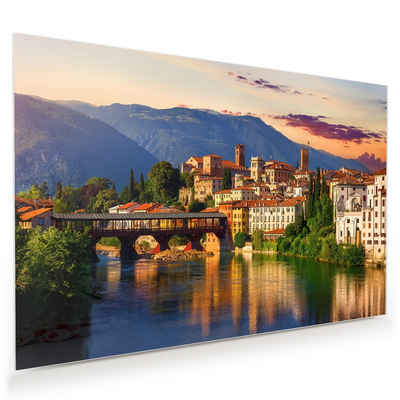 Primedeco Glasbild Wandbild Bassano del Grappa Sonnenuntergang mit Aufhängung, Städte & Länder