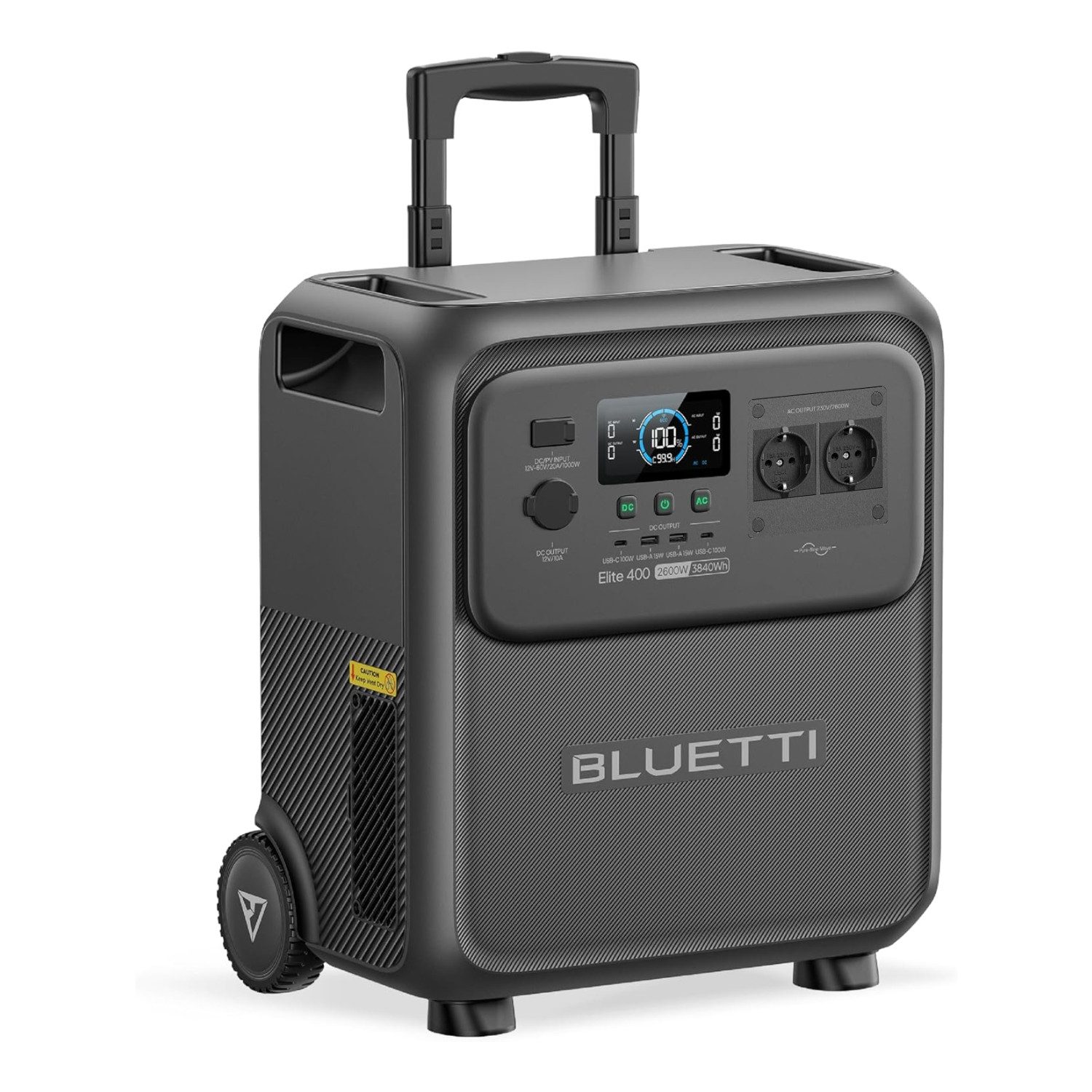 BLUETTI Stromerzeuger Elite 400 2600W/ 3840Wh Tragbare PowerStation (2026 Neu), 2,6 in kW, (3840Wh LFP-Batterie mit 2600W AC Ausgängen (3900W Power Lifting), mit hoher Kapazität und Rollen für Notstrom, Wohnmobil & Camping