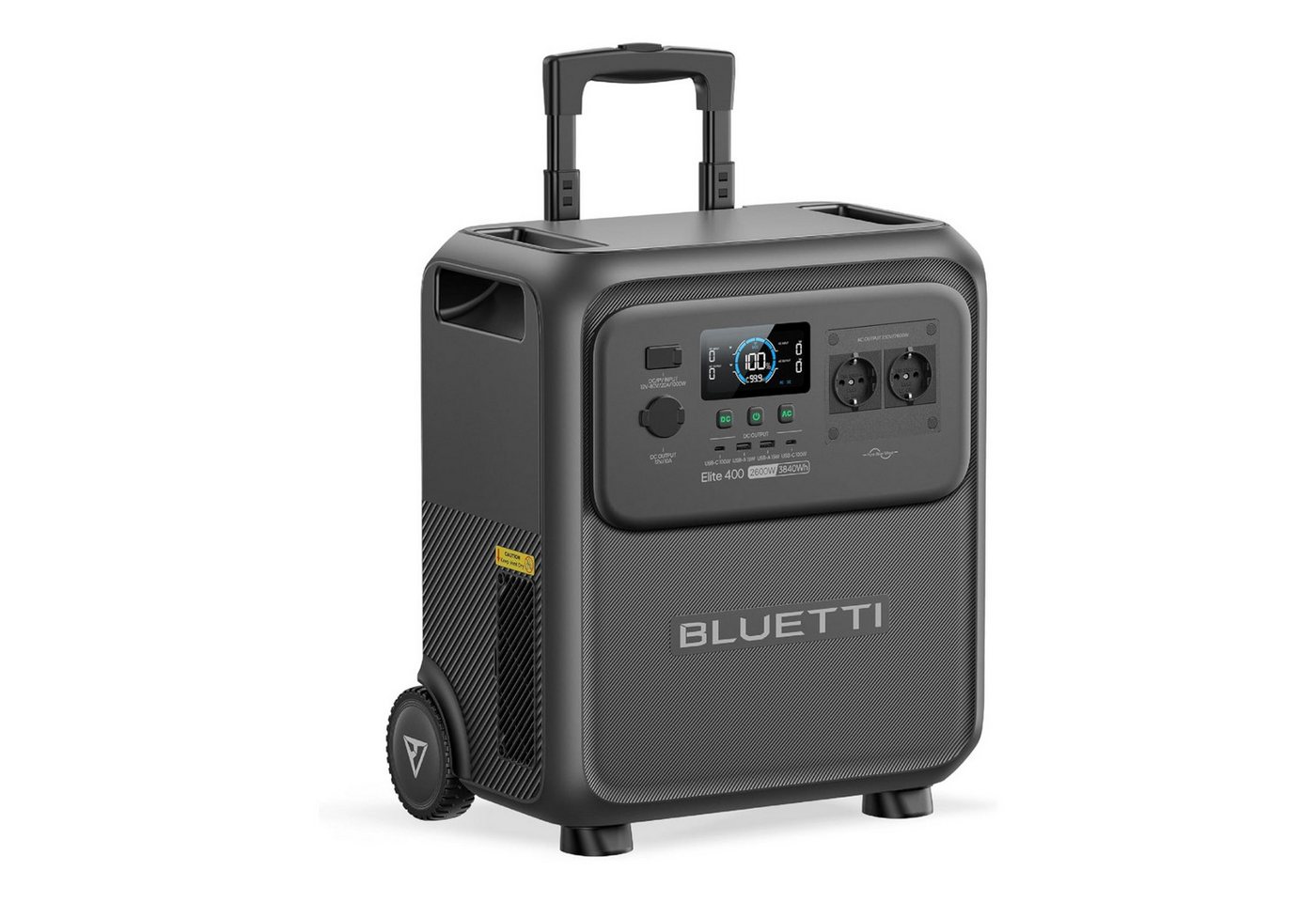 BLUETTI Stromerzeuger Elite 400 2600W/ 3840Wh Tragbare PowerStation (2026 Neu), 2,6 in kW, (3840Wh LFP-Batterie mit 2600W AC Ausgängen (3900W Power Lifting), mit hoher Kapazität und Rollen für Notstrom, Wohnmobil & Camping