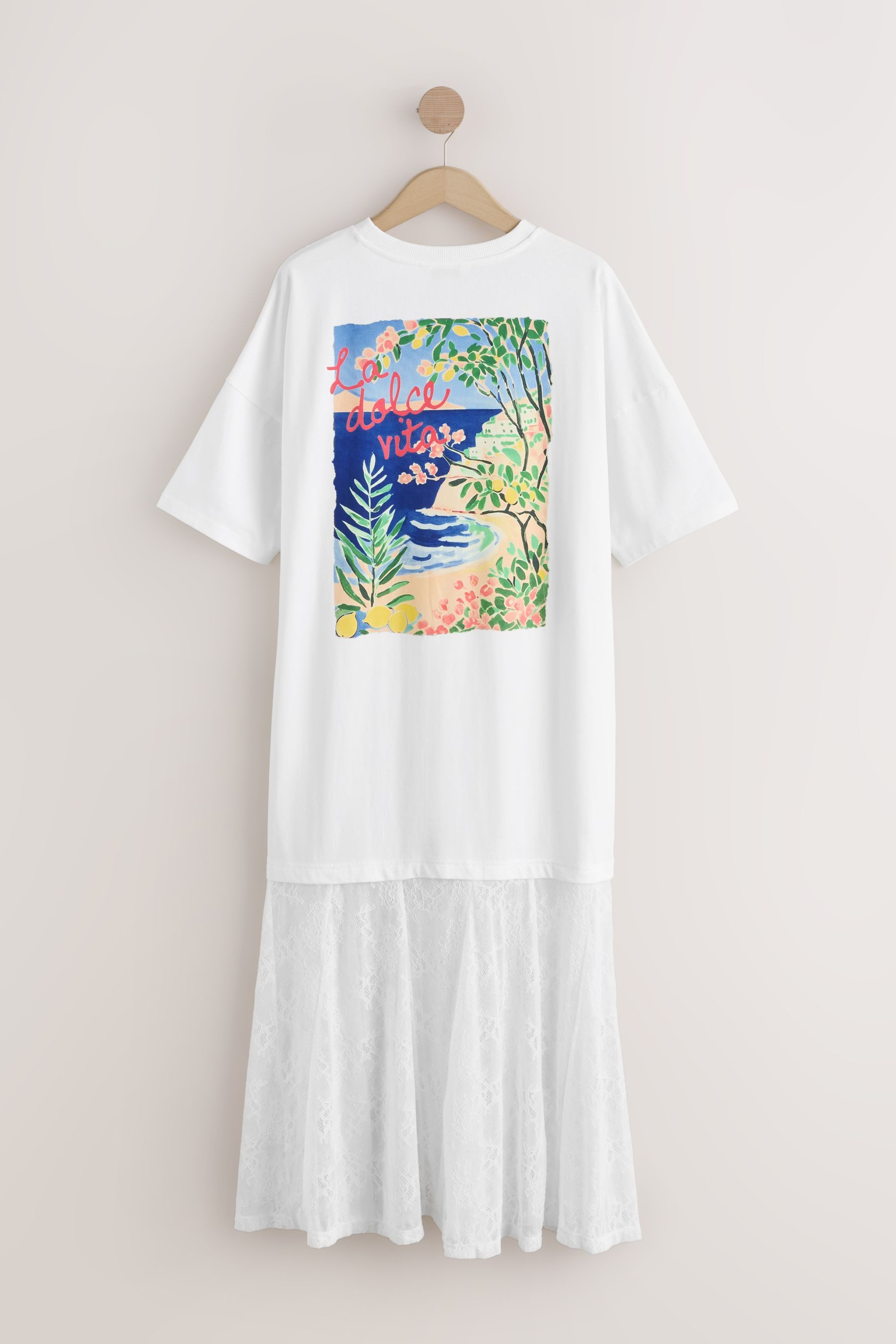 Next Midikleid 2-in-1-T-Shirt-Kleid mit Spitze in Midilänge (1-tlg) – Bild 2 von 5