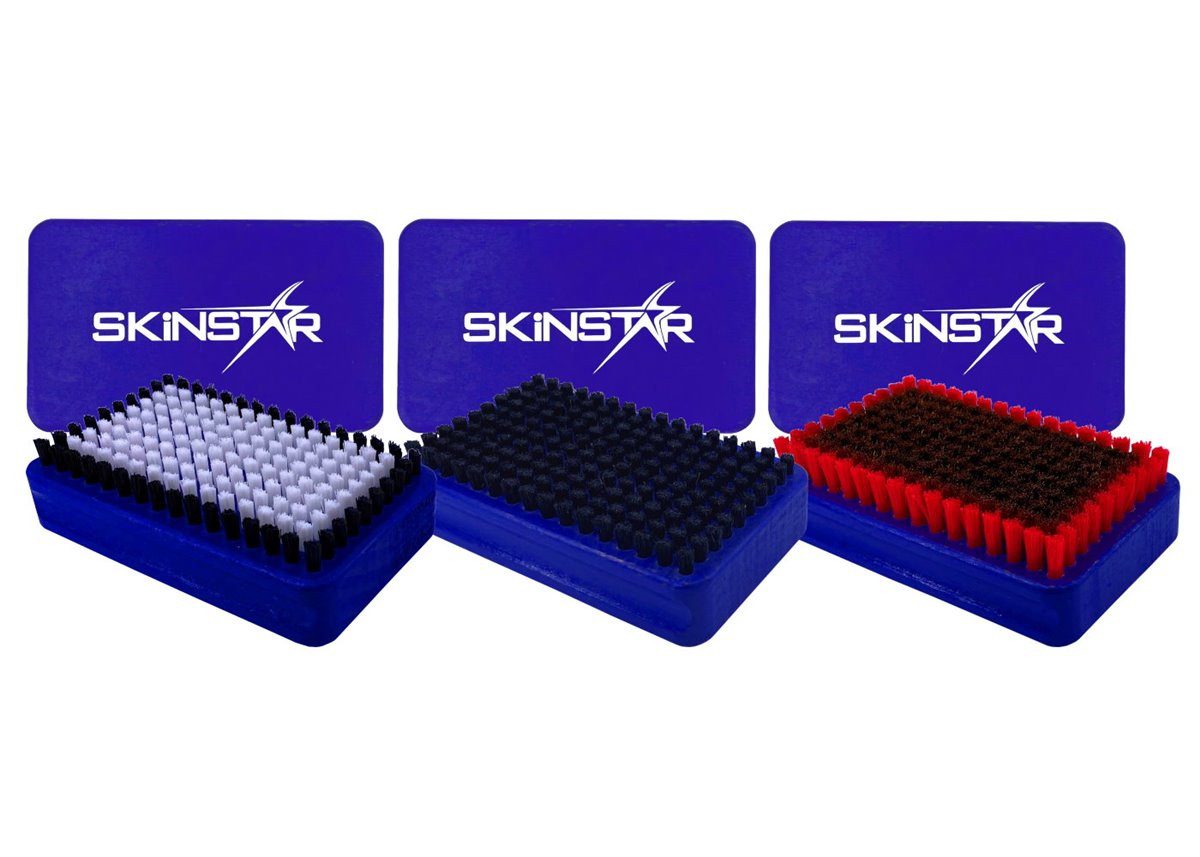Ski SKINSTAR 3er SET Ski Belagsbürsten BaseBrush Nylon, Rooshaar u.