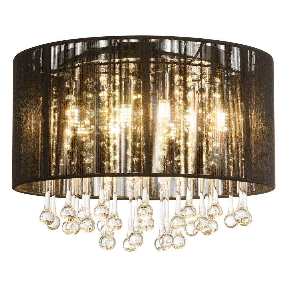 Lampe Hänge Zimmer Leuchte Decken Wohn Leuchtmittel Seide LED Pendel inklusive, Globo Deckenleuchte, Glas Warmweiß, Kristall LED