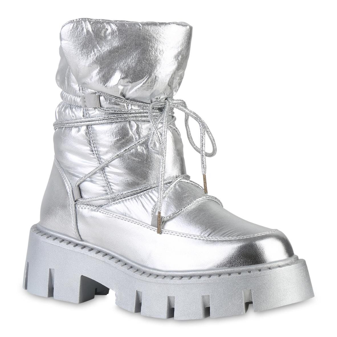 VAN HILL 841467 Plateaustiefelette Damen Plateau Boots Stiefeletten Profil-Sohle Plateau-