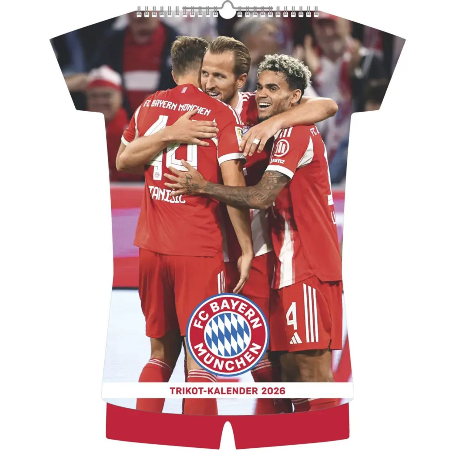 NEUMANN Wandkalender N Neumann - FC Bayern München 2026 - Trikotkalender 34x42 cm mit 12...
