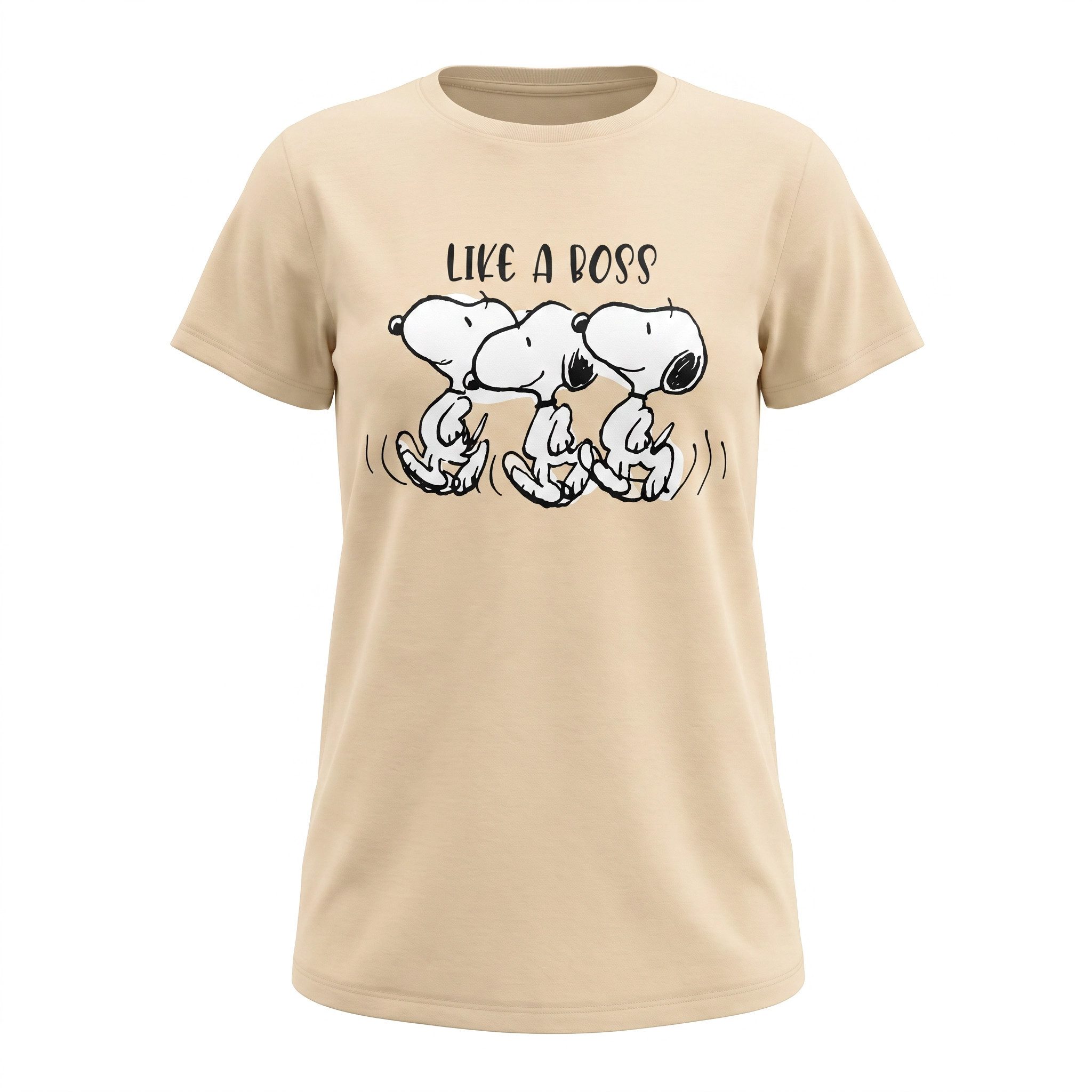 Snoopy Pyjamaoberteil Snoopy Like a Boss Damen kurzarm Schlafshirt Nachthemd Gr. XS bis XL 100% Baumwolle