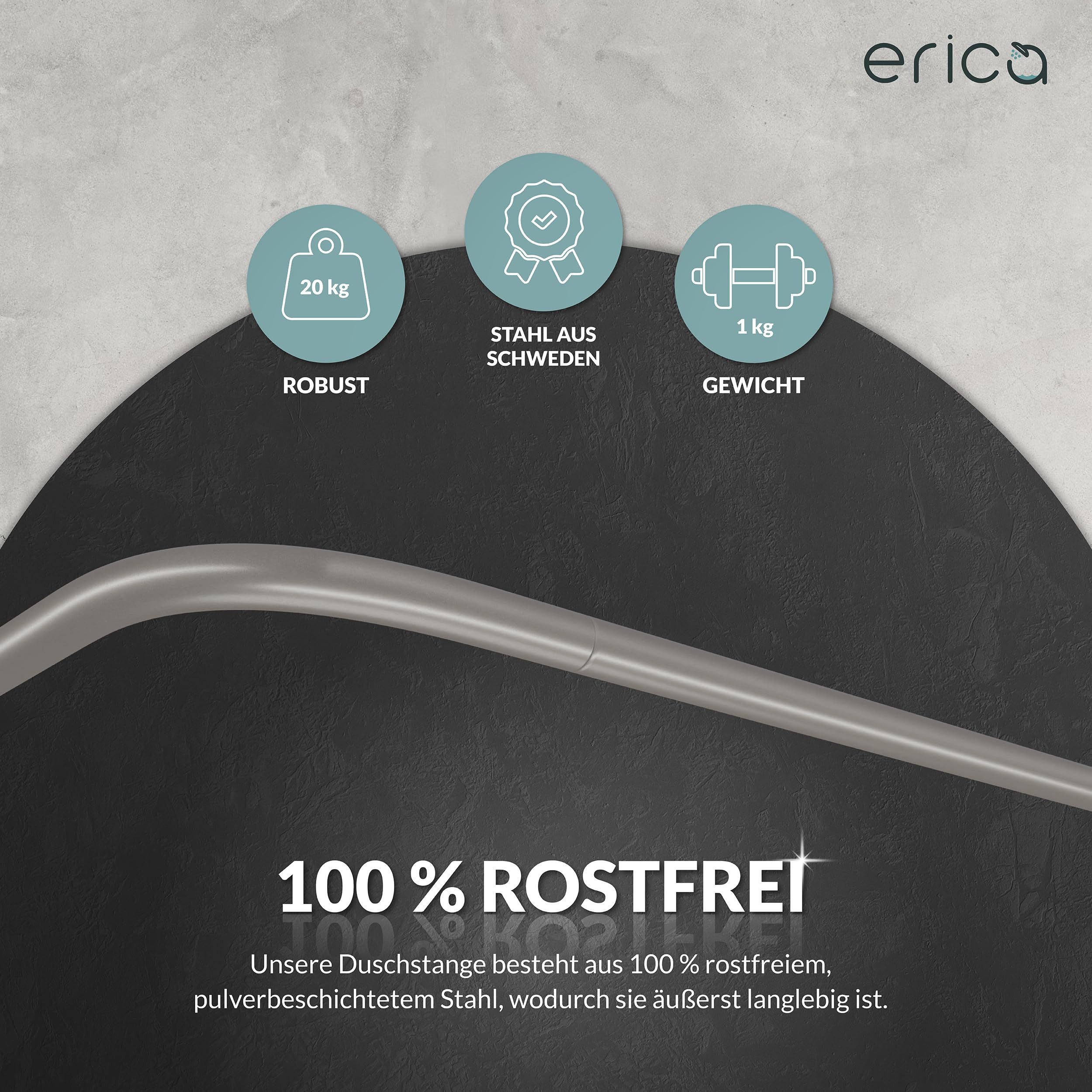 Erica Duschvorhangstange L-Form - Verstellbar - 70x90, 70x160 oder 90x140 cm, Für Badewannen geeignet, Über Eck, Rostfrei – Bild 4 von 5