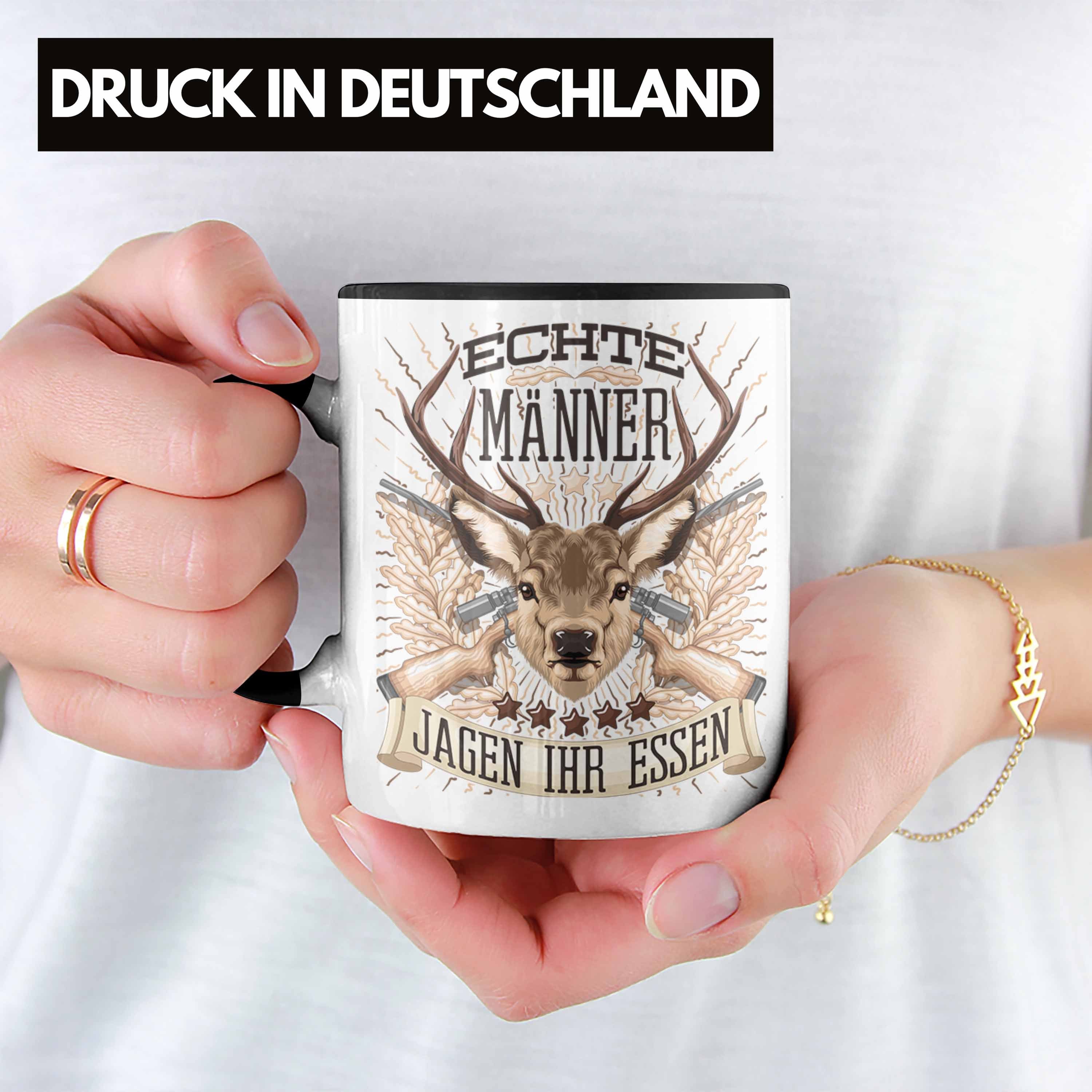 Essen Geschenk Trendation Tasse Schwarz Jäger Tasse für Spruch Ihr Männer Jagen Jäger Becher Ja