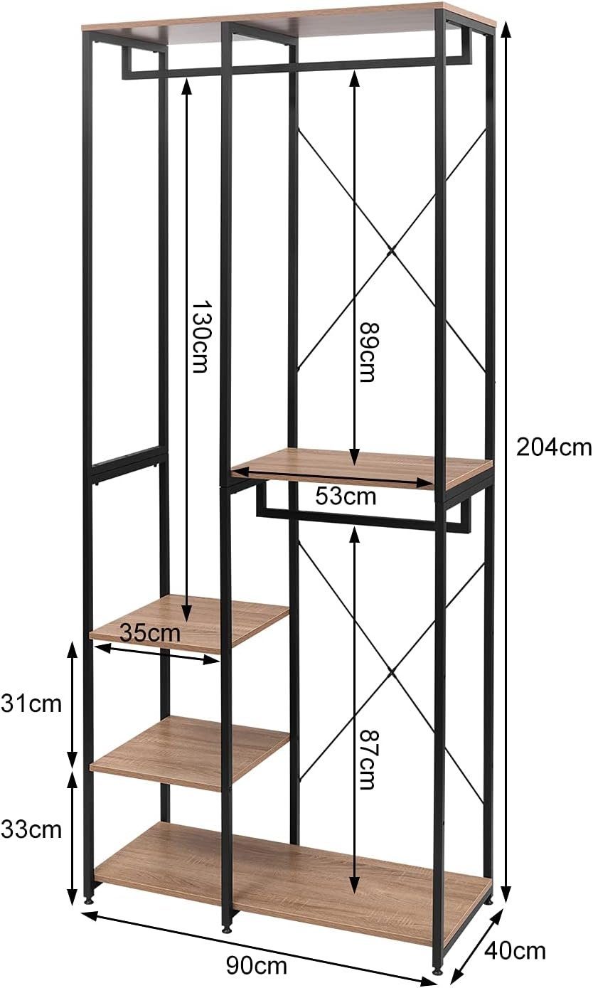 Woltu Garderobenständer, (1 St), Kleiderständer mit Ablage, aus Holz und Stahl