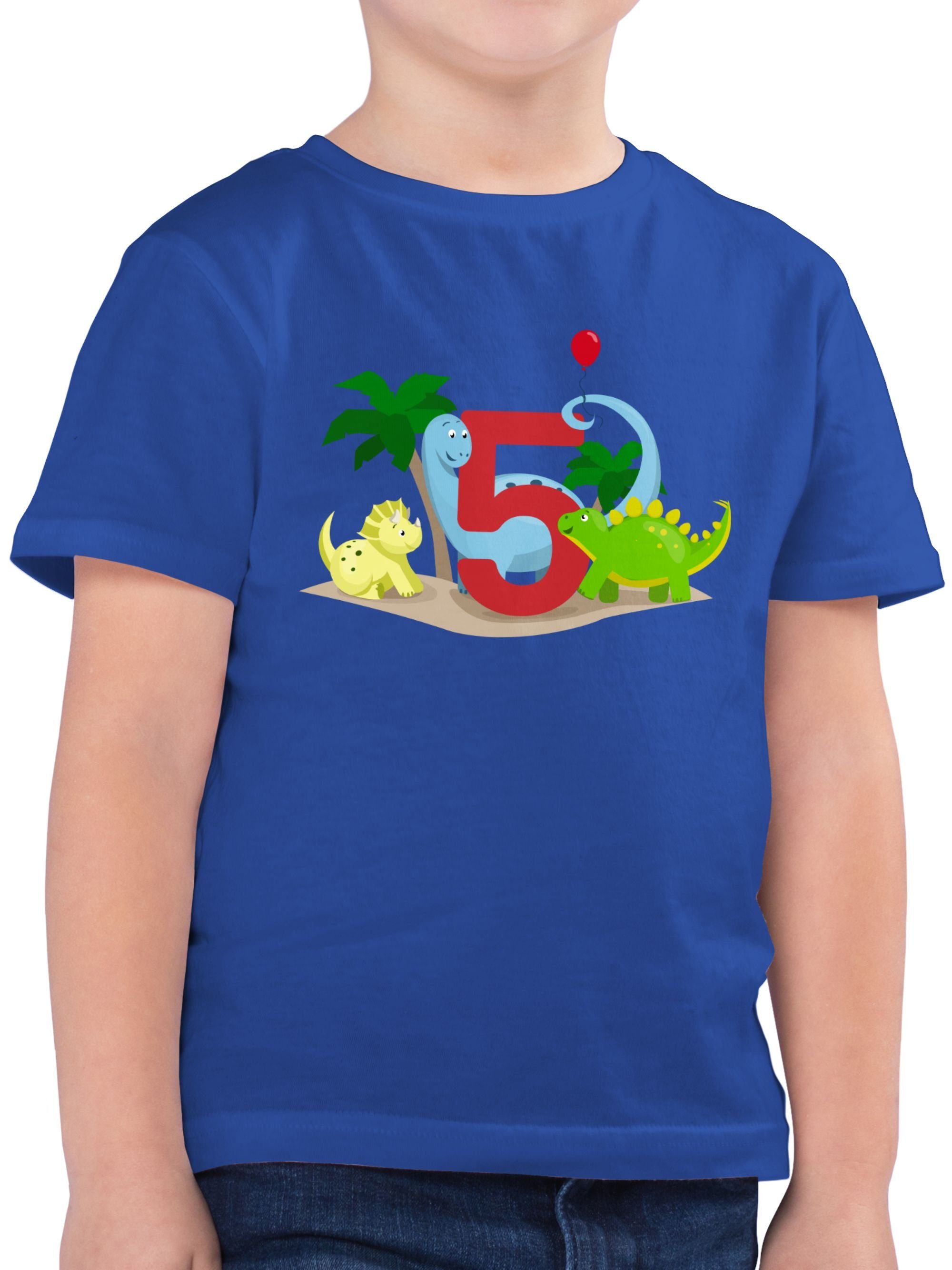 Fünf Geburtstag Dino 3 Royalblau 5. T-Shirt Shirtracer