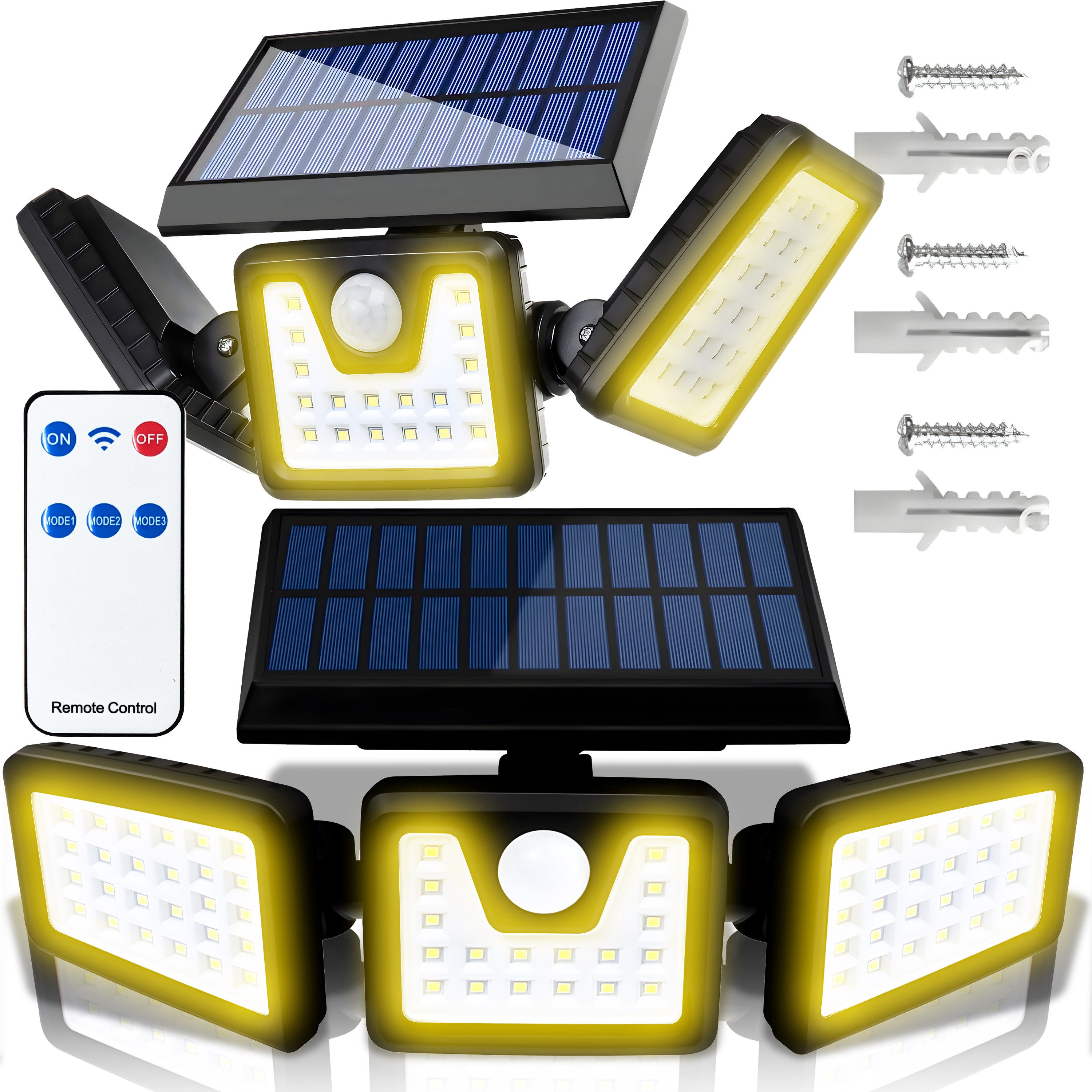 Retoo LED Solarleuchte Solarlampen Dämmerungssensor Bewegungsmelder Garten LED Solarleuchte, Beleuchtungszeit im Herbst/Winter: 6-8 h, Frühjahr/Sommer: 8-10 h