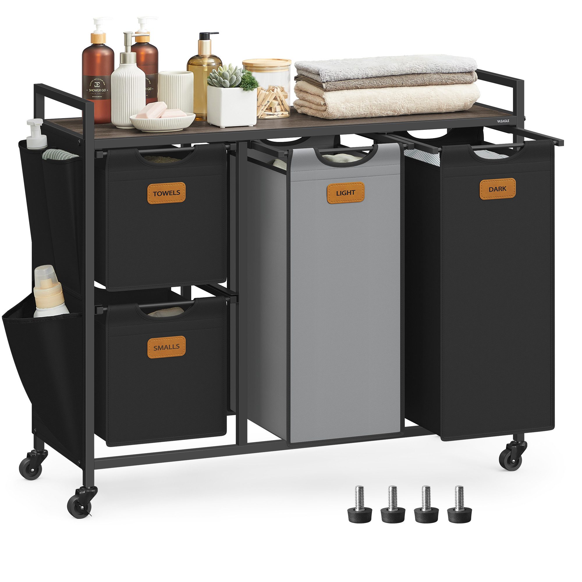 VASAGLE Wäschekorb, Wäschesammler, Wäschesortierer, Rollen, Wäschewagen mit günstig online kaufen